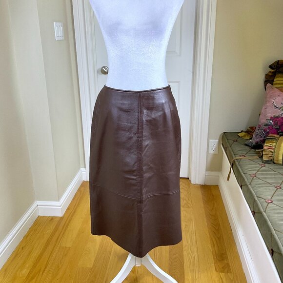 Clio Dresses & Skirts - Clio Skirt Leather Midi Chocolate Brown Pencil Y2K (8)
